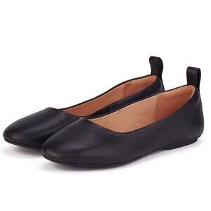 NIB Rollie Ballet Black Tumble Leather Flats Women's Sz 7 EU 38 Luxury ballerina